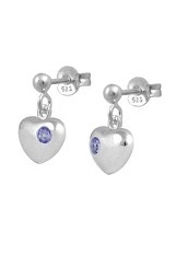 stunning little silver heart purple baby birthstone earrings